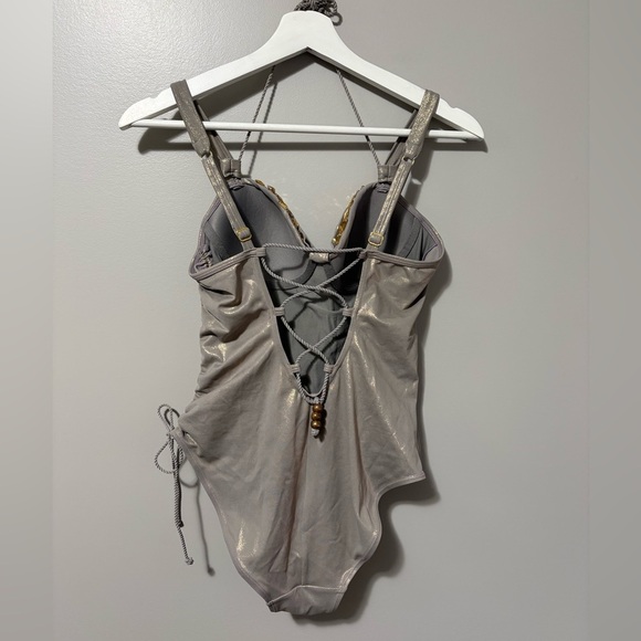 Marlies Dekkers Flic & Flac Sun-kissed Gold One Piece Plunge Top Swimsuit - Picture 8 of 17